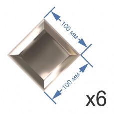 Зеркальная плитка 10x10 см (6 шт.) с фацетом 15 мм (квадрат)